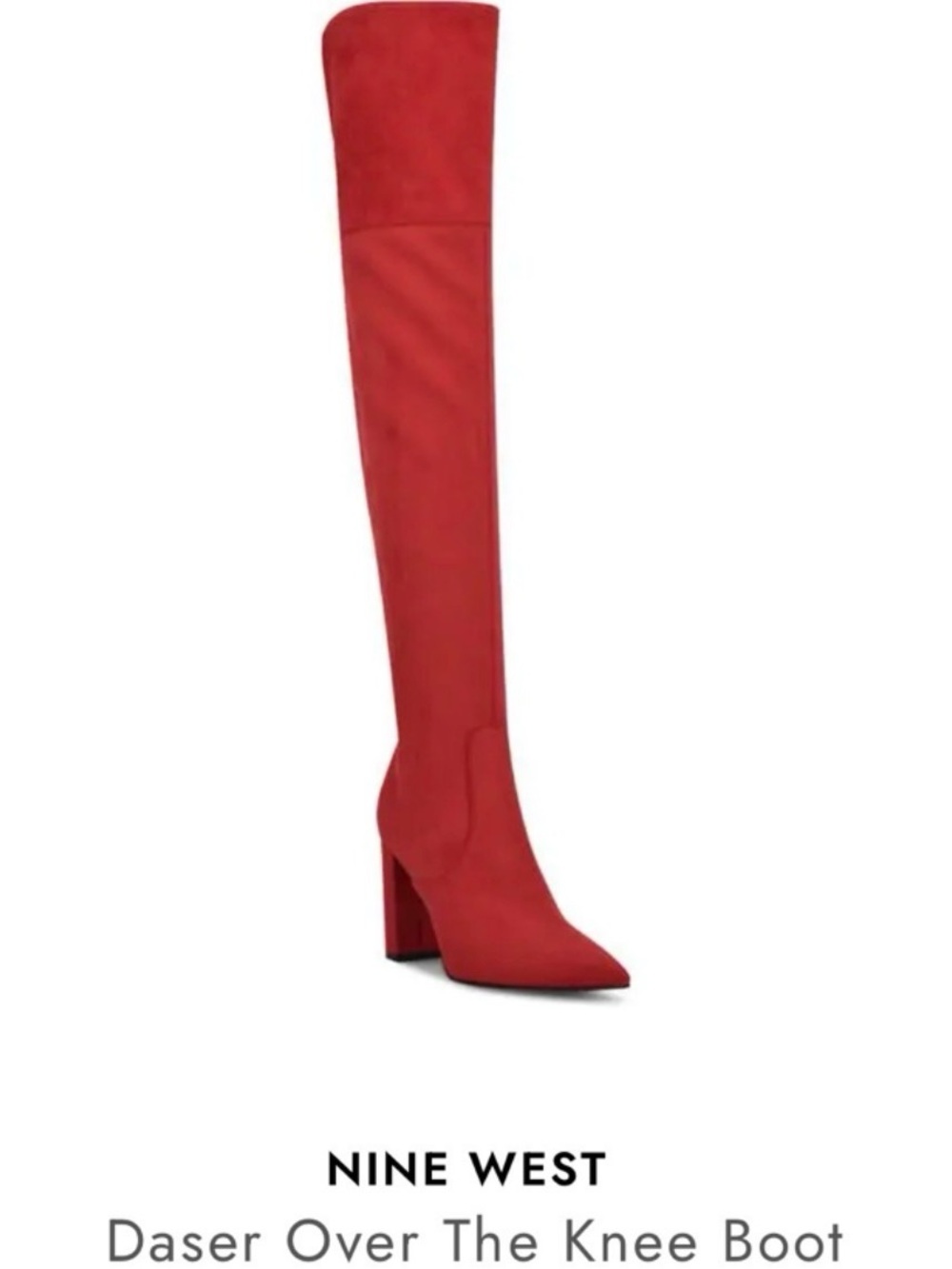 Nine West Red Over the Knee Block Heel Boots